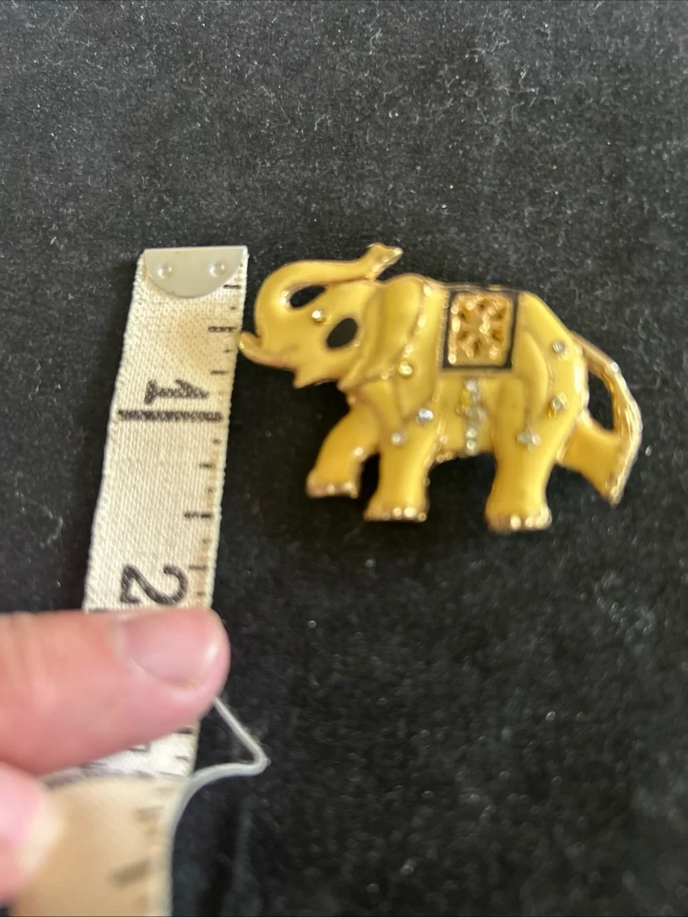 Gold Tone Vintage Elephant yellow Enamel Brooch- Decorative Women's Brooch